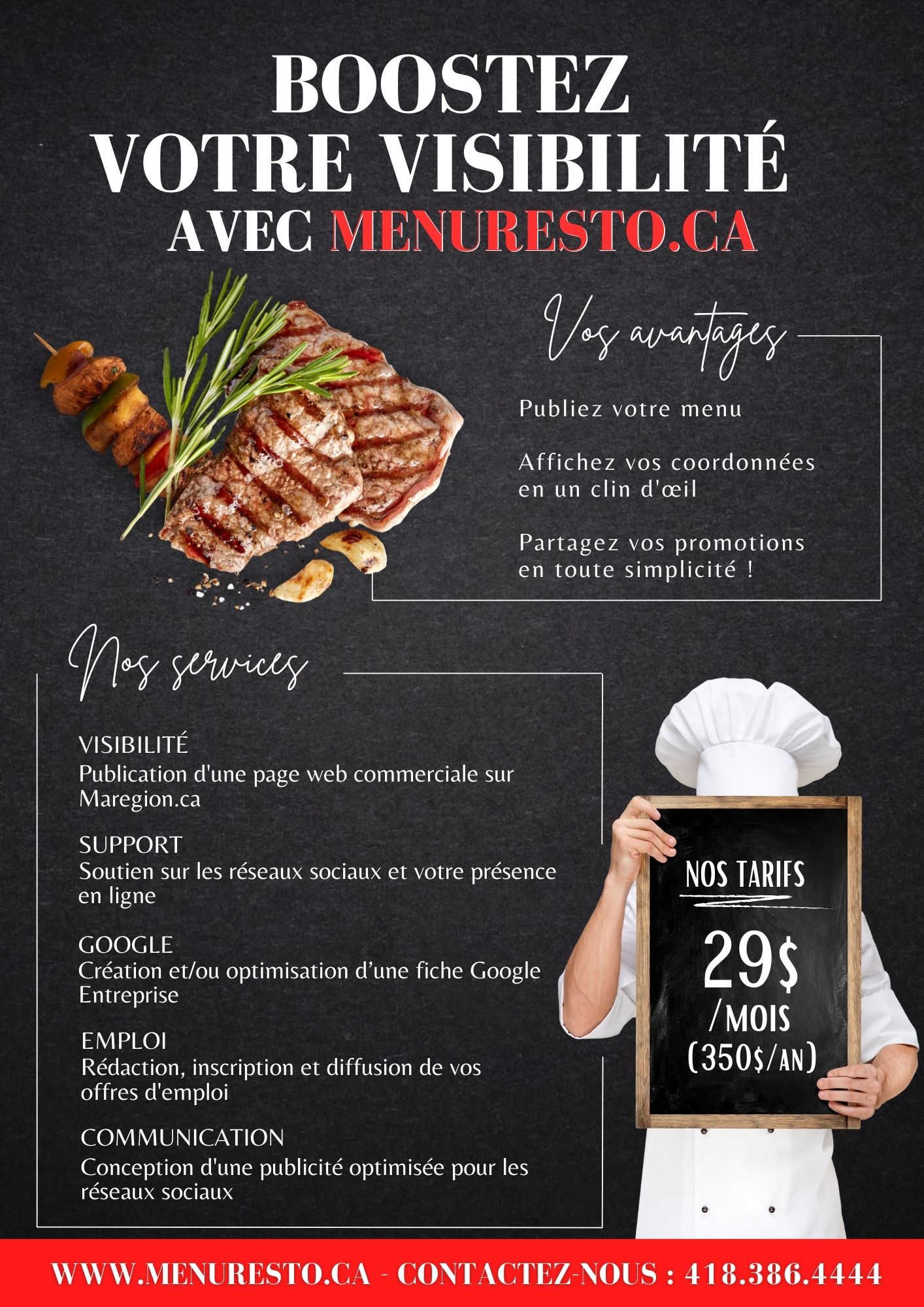 Inscrivez votre entreprise sur menuresto.ca